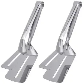 UTILITY KITCHEN TURNER (Steak Clamps,Double Sided Spatula,Cooking Tong,Spatula Tongs for Cooking,Stainless Steel)