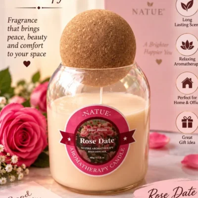 NATUE ROSE DATE AROMATHERAPY SCENTED CANDLE